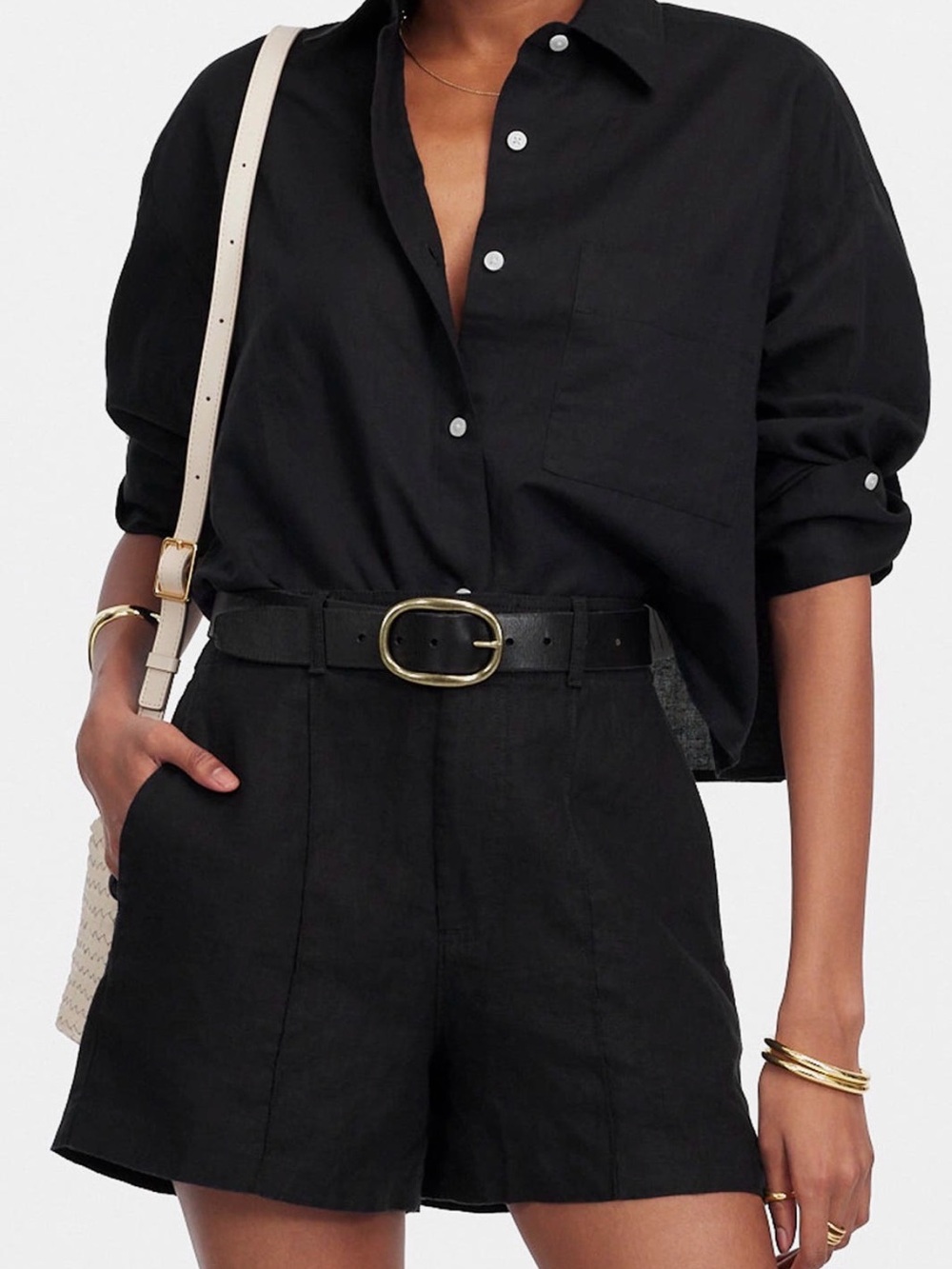 NWT - Madewell Black Linen Trouser Shorts
